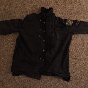 Grey Embellished Military Shirt Jacket